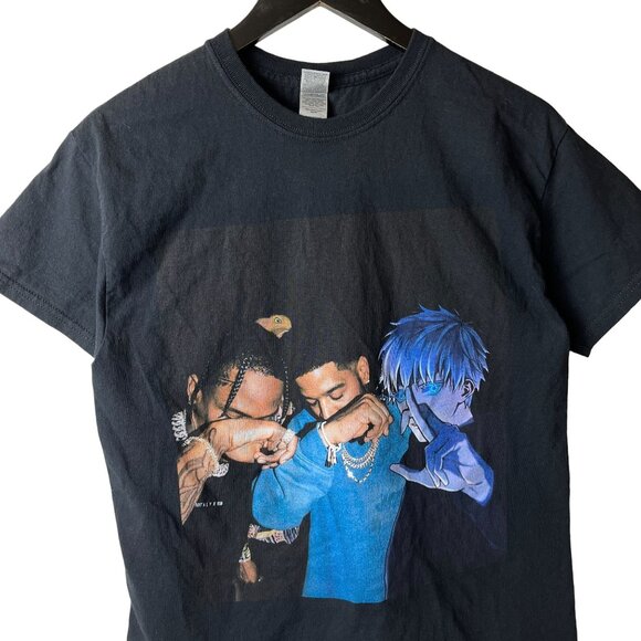 Travis Scott Kid Cudi Rap Tee T Shirt Adult Black Small S Graphic - Picture 2 of 9